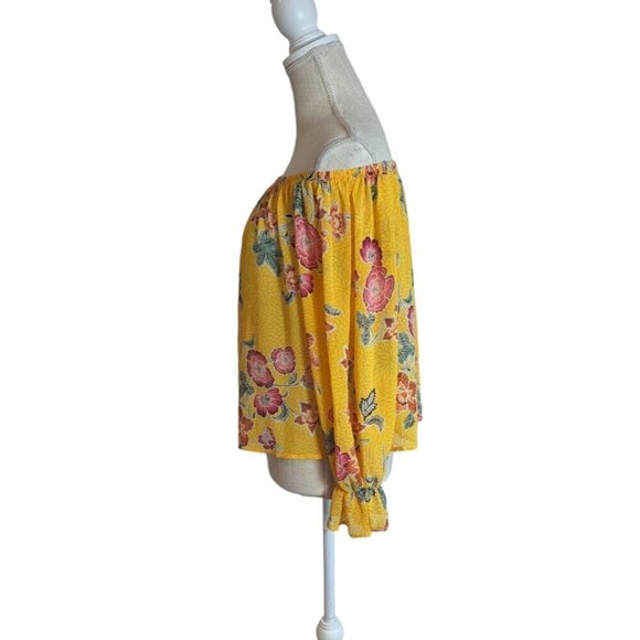 Forever 21 Yellow Floral Off the Shoulder Blouse - Picture 6 of 10